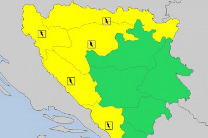 Oprez - Upaljen žuti meteoalarm za BiH