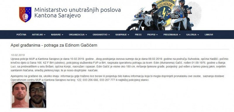 Sarajevo - Policija raspisala potjernicu za Edinom Gačićem, mole građane za pomoć