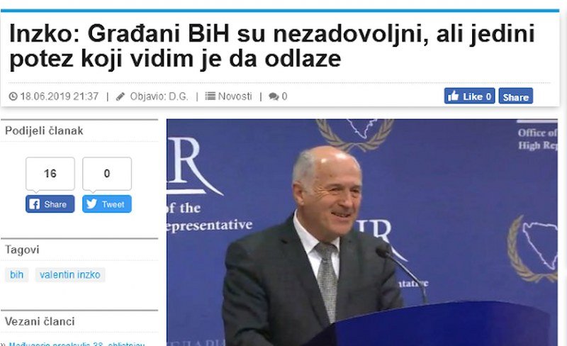 Borislav Radovanović: Valentin Inzko stida nema - dokazano