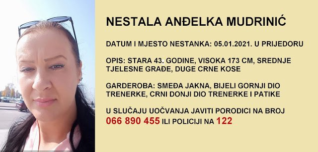 Borislav Radovanović: Moramo pronaći nestalu Anđelku Mudrinić