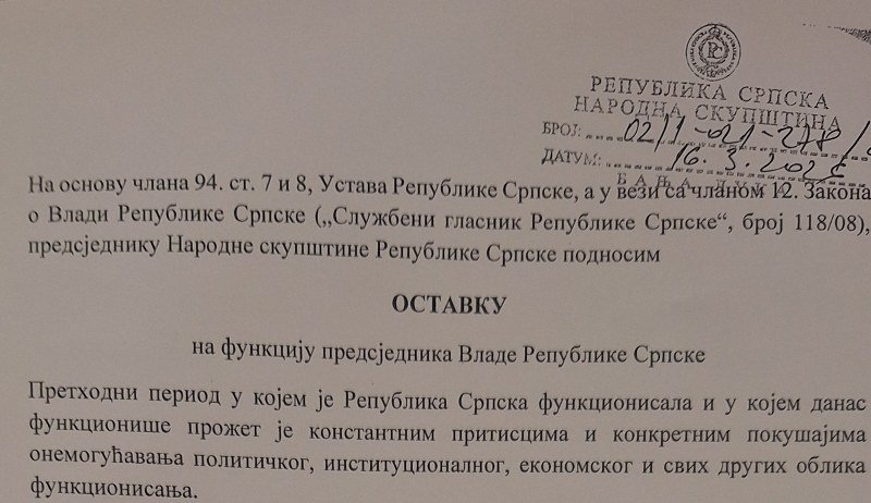 Ovo je dokument u kojem je Savo Minić obrazložio razloge svoje ostavke (Dok.)