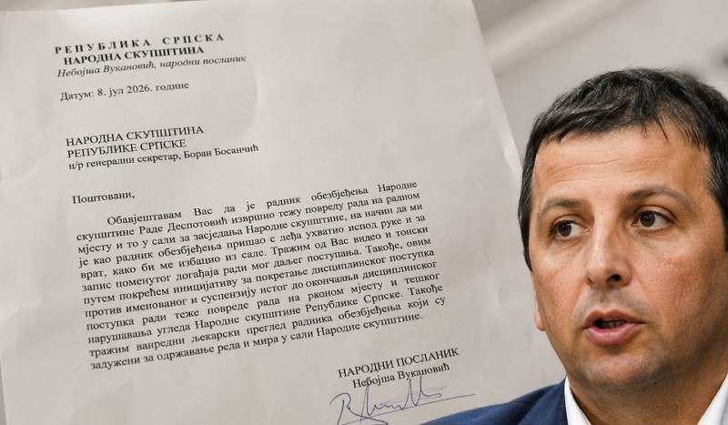 Nebojša Vukanović prijavio da mu je radnik obezbjeđenja NSRS nanio fizičke povrede
